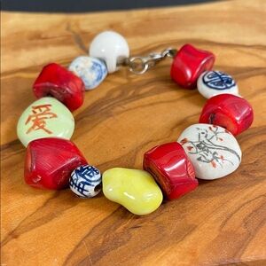 Colorful Hand Painted Ceramic Bead Bracelet